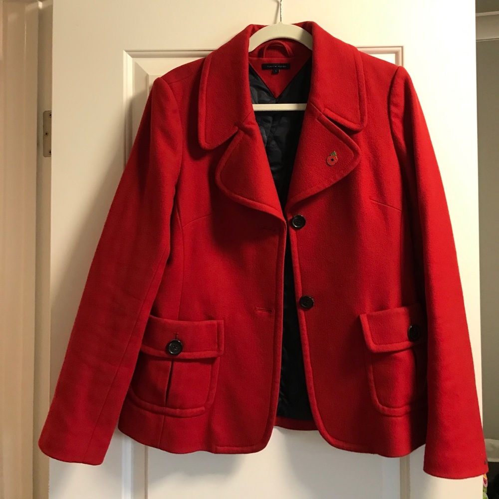 Vibrant red jacket, Tommy Hilfiger, size L.